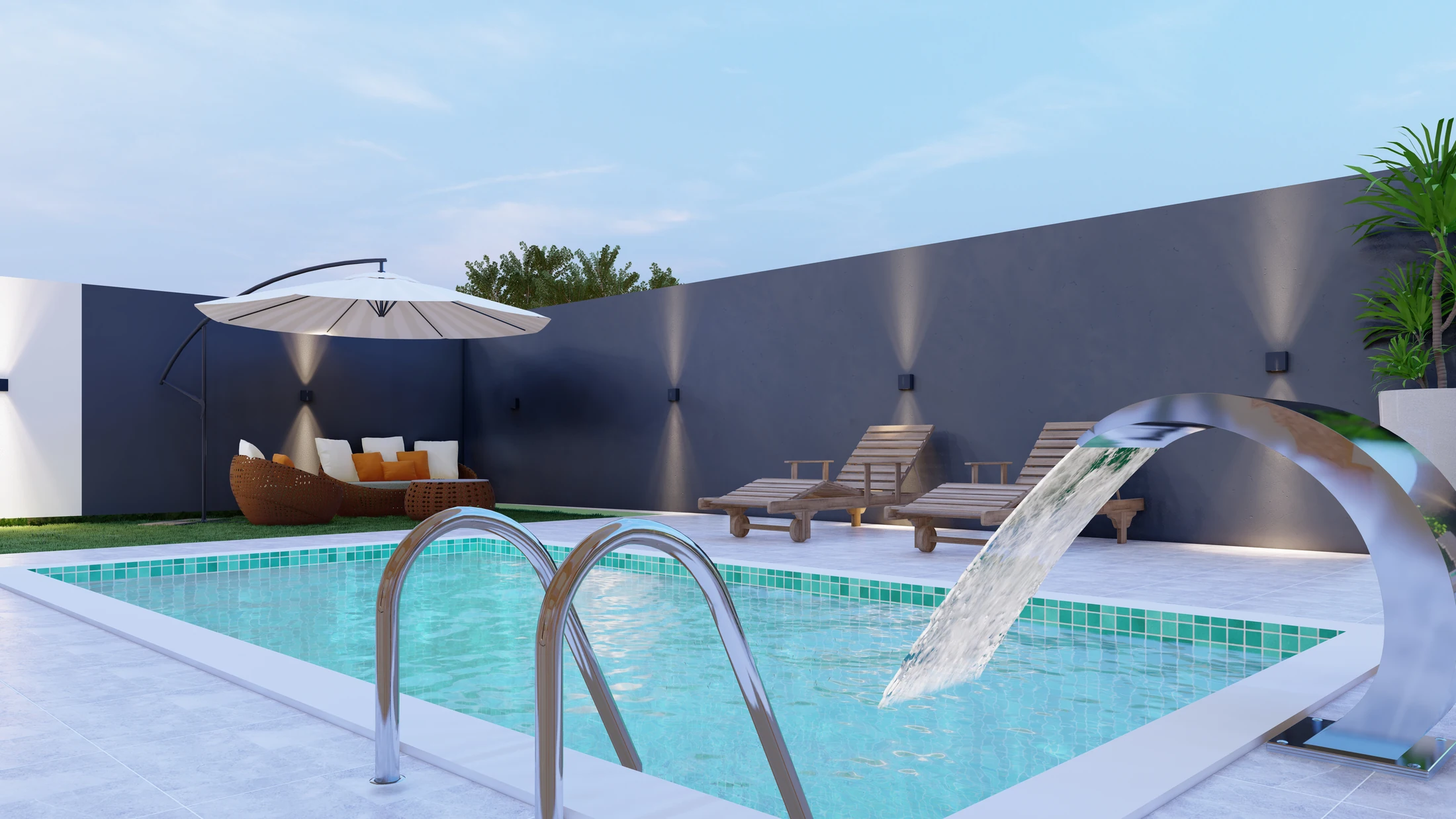 Piscina e área externa da Casa Ária — Lote 164