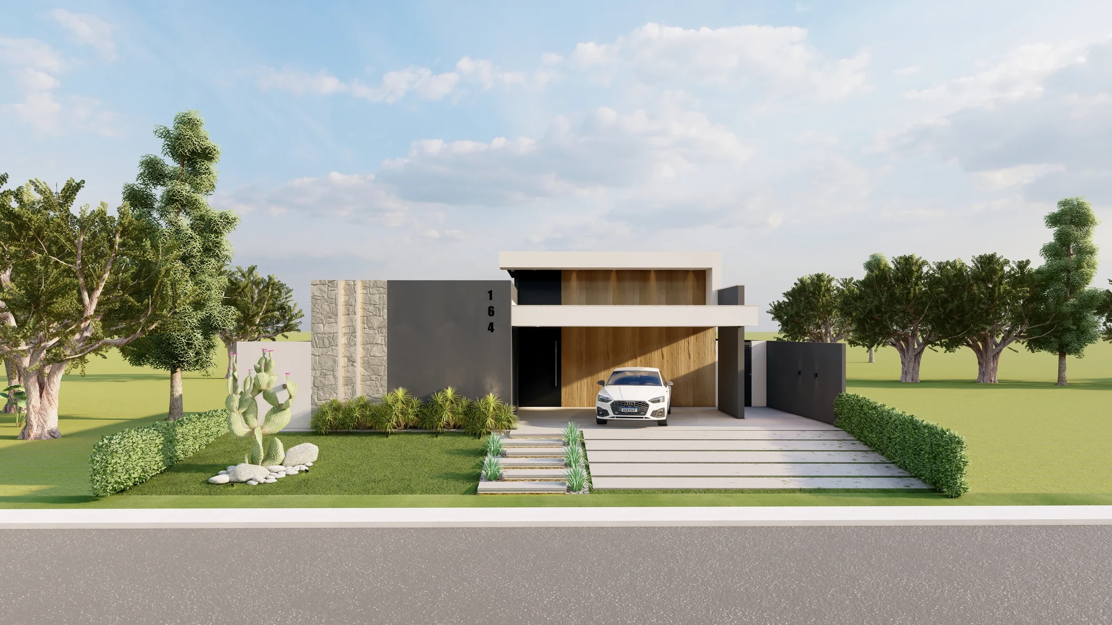 Fachada frontal do projeto Lote 164