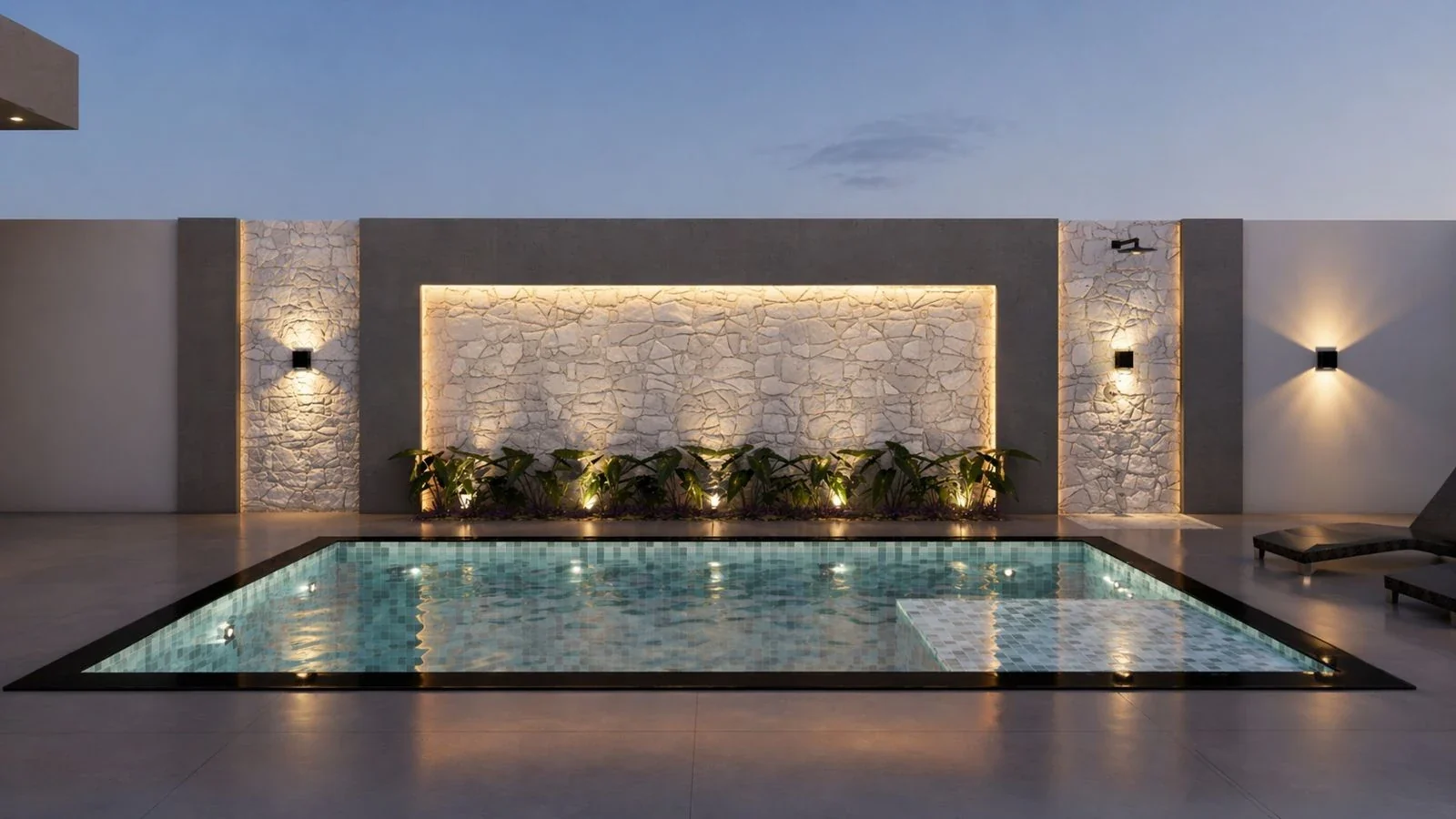 Vista frontal da piscina da Casa Áurea